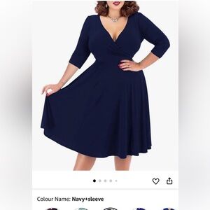 NWT Plus Size 20 Chic Navy Wrap Midi Dress